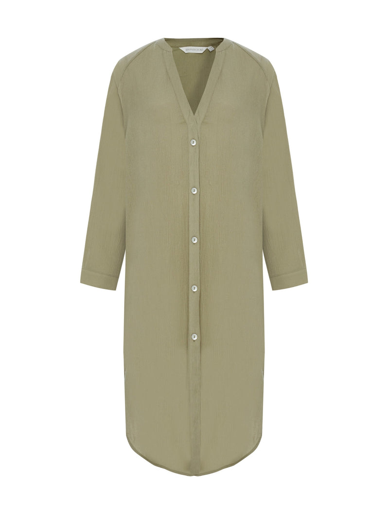 Terra Shirt Dress - Khaki Green-The Handloom-lobo nosara