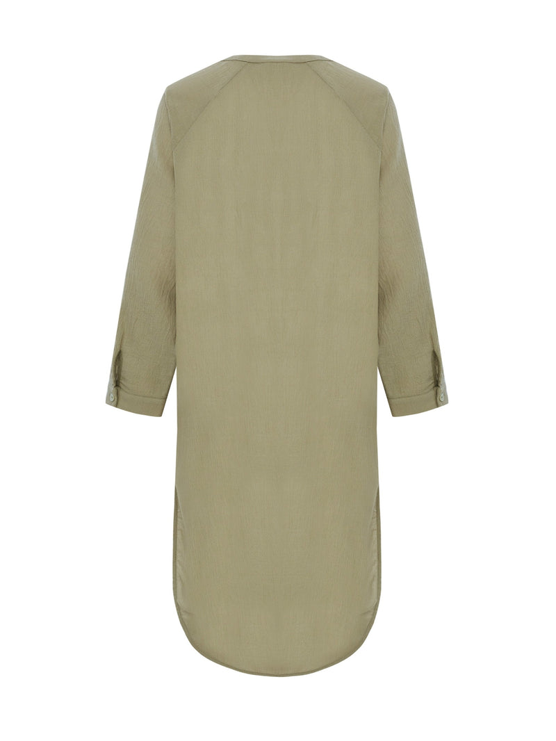 Terra Shirt Dress - Khaki Green-The Handloom-lobo nosara