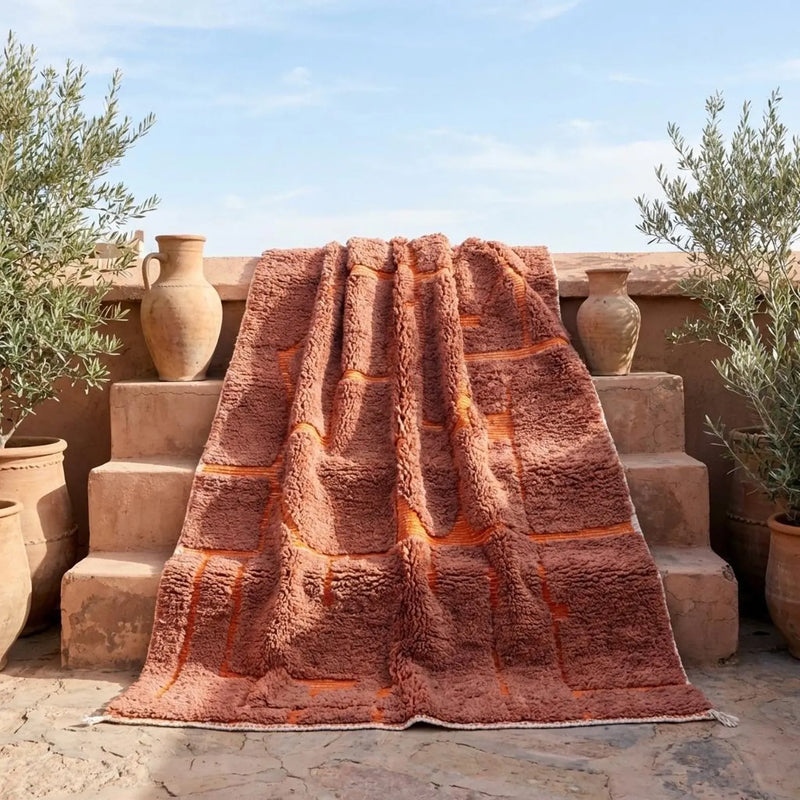 Terracotta Textured Rug | Handmade Moroccan Rug | lobo