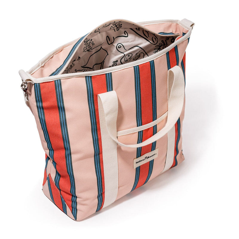 The Cooler Tote Bag - Bistro Dusty Pink Stripe-Business & Pleasure-lobo nosara