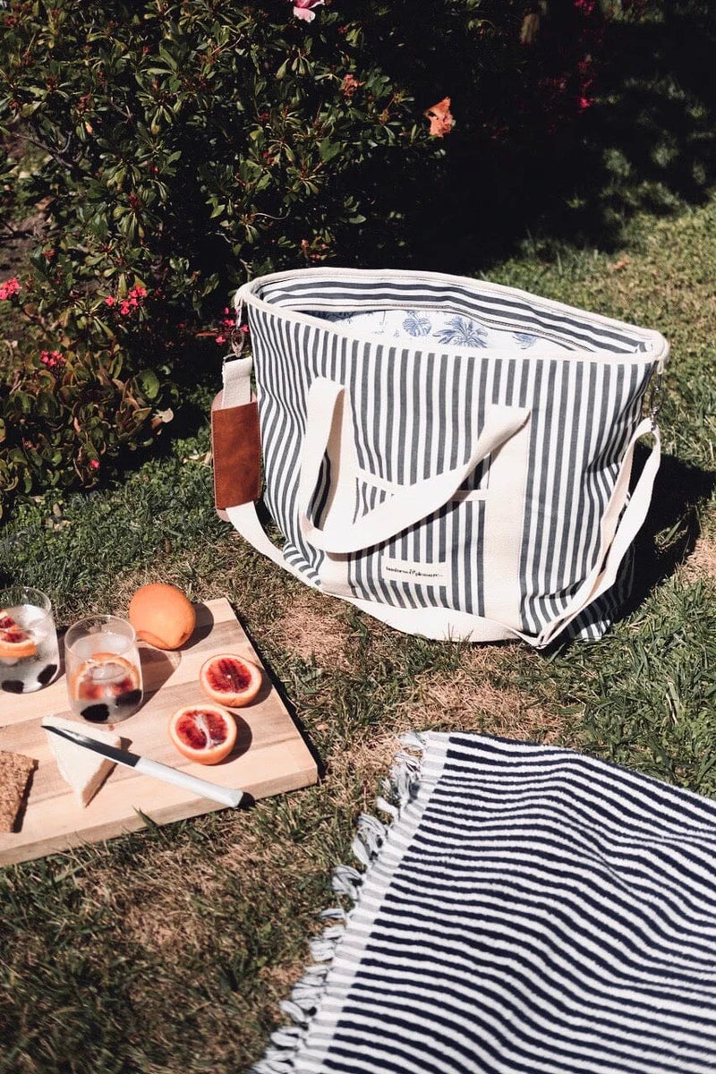 The Cooler Tote Bag - Lauren's Navy Stripe-Business & Pleasure-lobo nosara