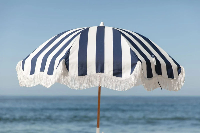 The Holiday Beach Umbrella - Navy Crew Stripe-Business & Pleasure-lobo nosara