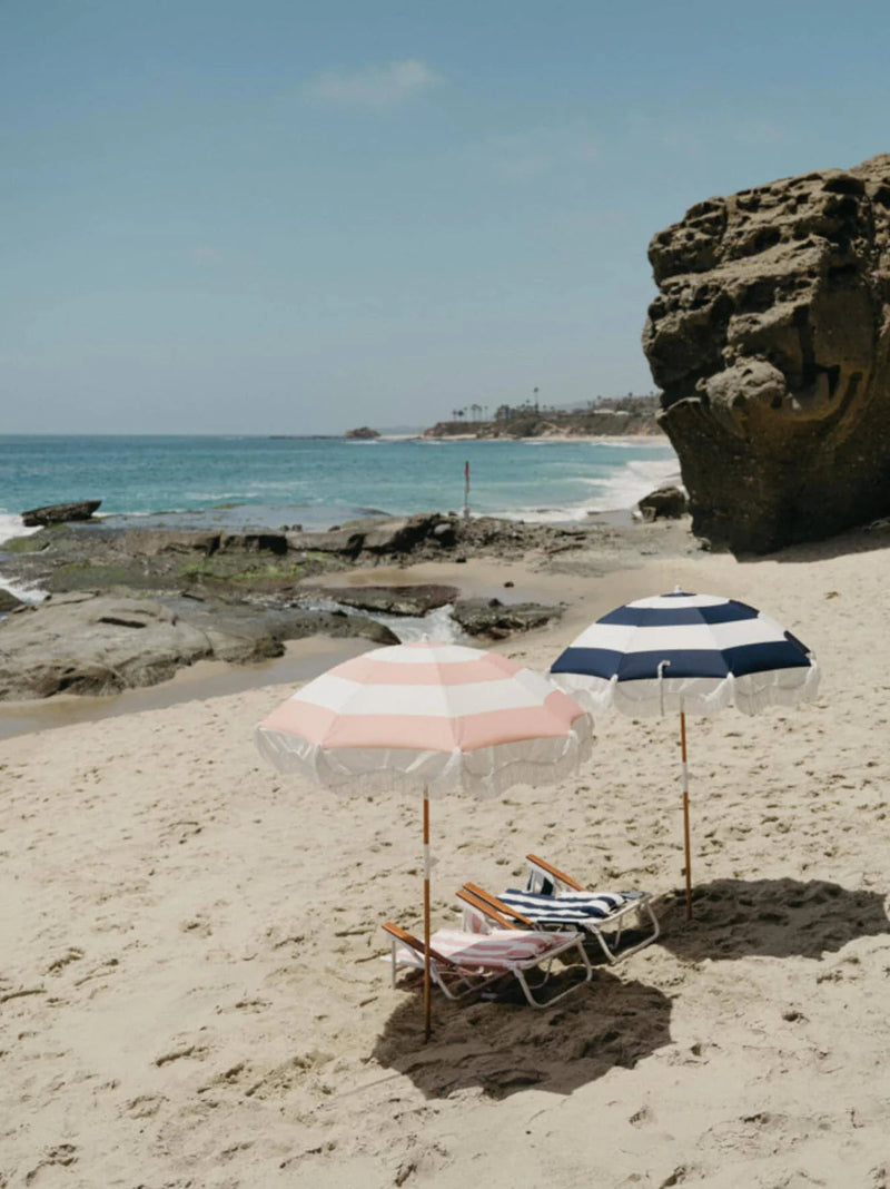 The Holiday Beach Umbrella - Pink Capri Stripe-Business & Pleasure-lobo nosara