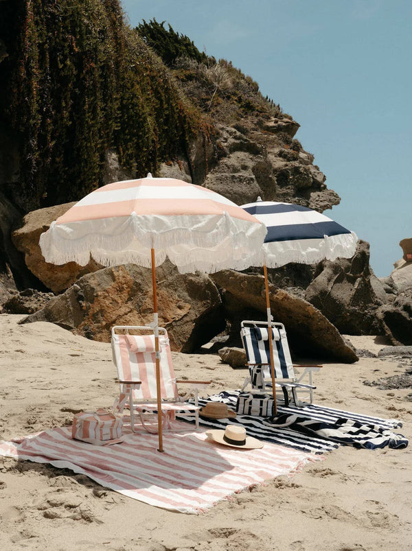 The Holiday Beach Umbrella - Pink Capri Stripe-Business & Pleasure-lobo nosara