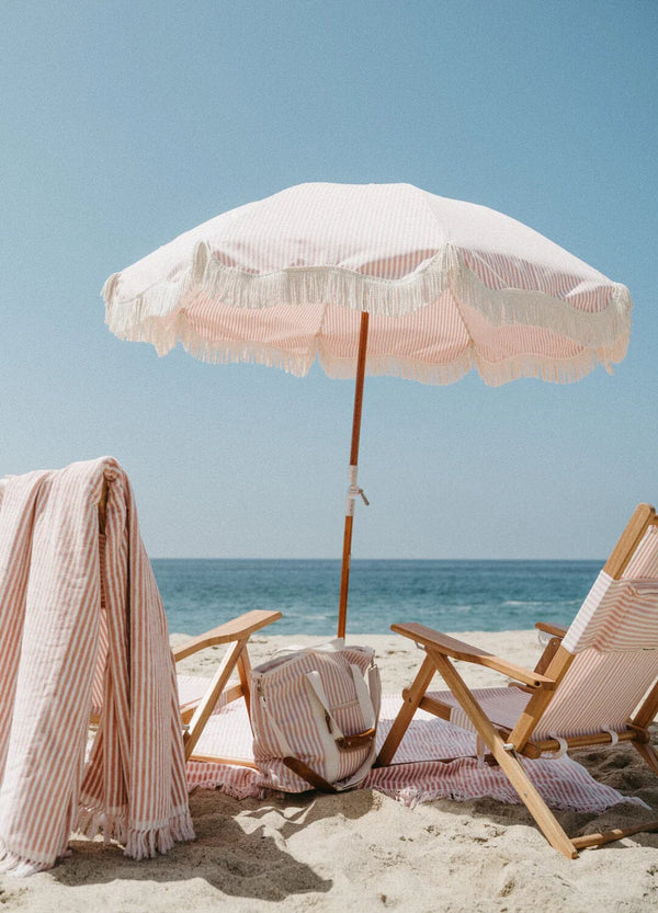 The Premium Beach Umbrella - Lauren's Pink Stripe-Business & Pleasure-lobo nosara