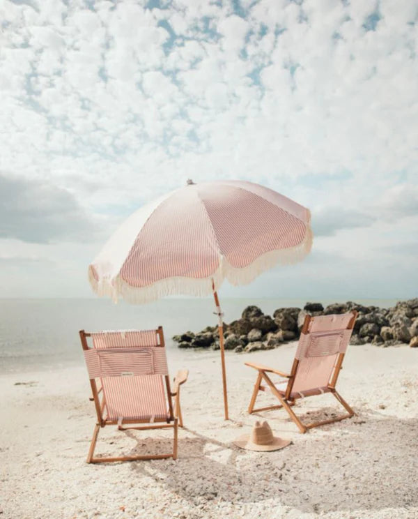 The Premium Beach Umbrella - Lauren's Pink Stripe-Business & Pleasure-lobo nosara