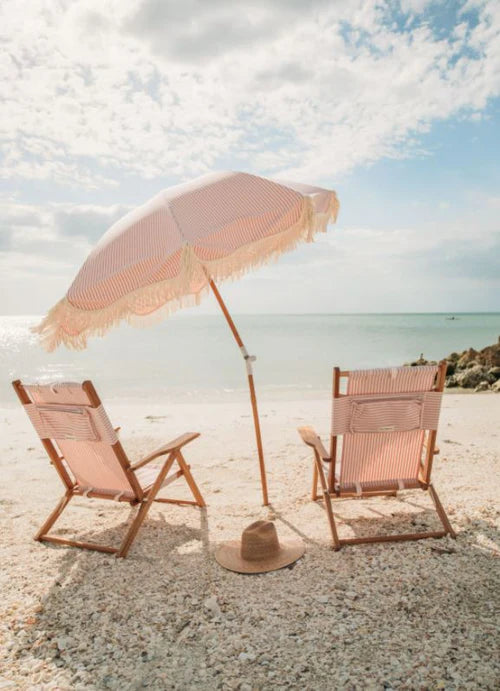 The Premium Beach Umbrella - Lauren's Pink Stripe-Business & Pleasure-lobo nosara