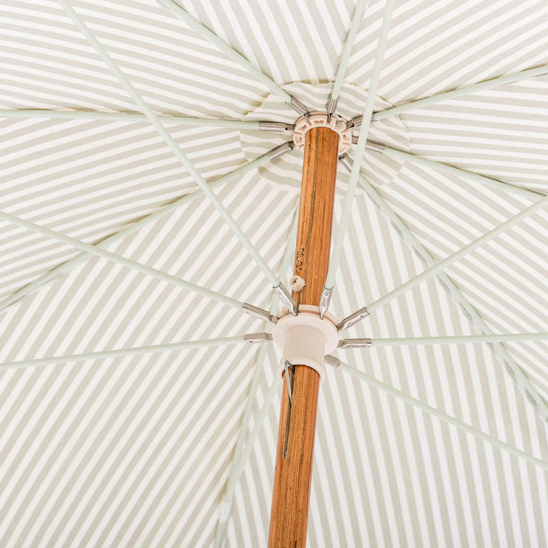 The Rio Fringed Umbrella - Lauren's Sage Stripe