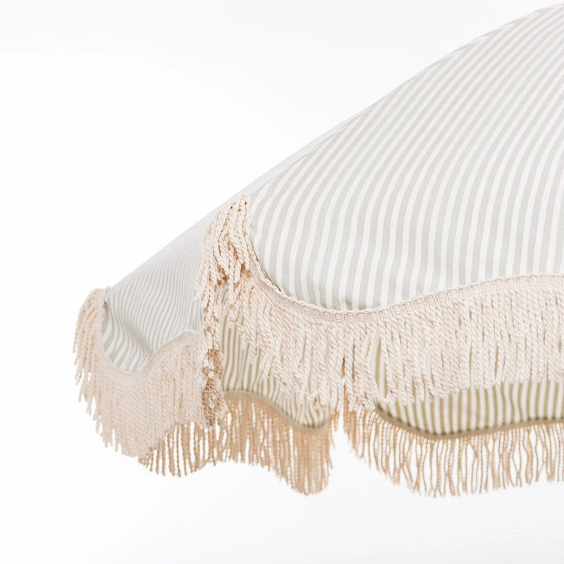 The Rio Fringed Umbrella - Lauren's Sage Stripe