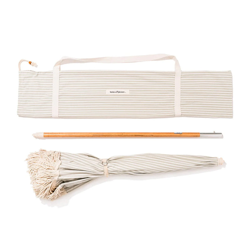 The Rio Fringed Umbrella - Lauren's Sage Stripe