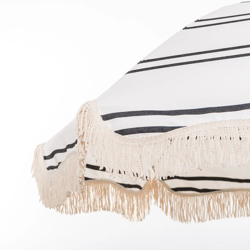 The Rio Fringed Umbrella - Malibu Black Stripe