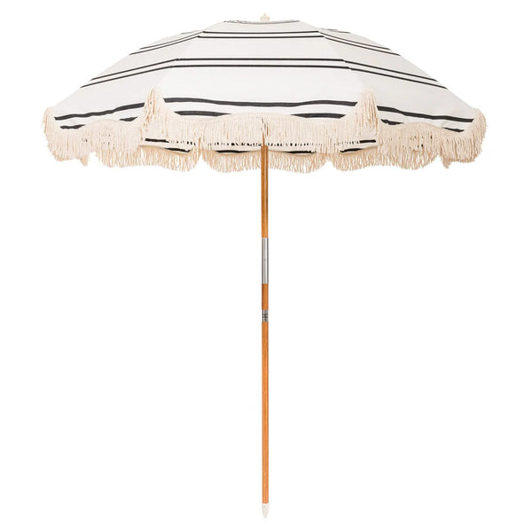 The Rio Fringed Umbrella - Malibu Black Stripe
