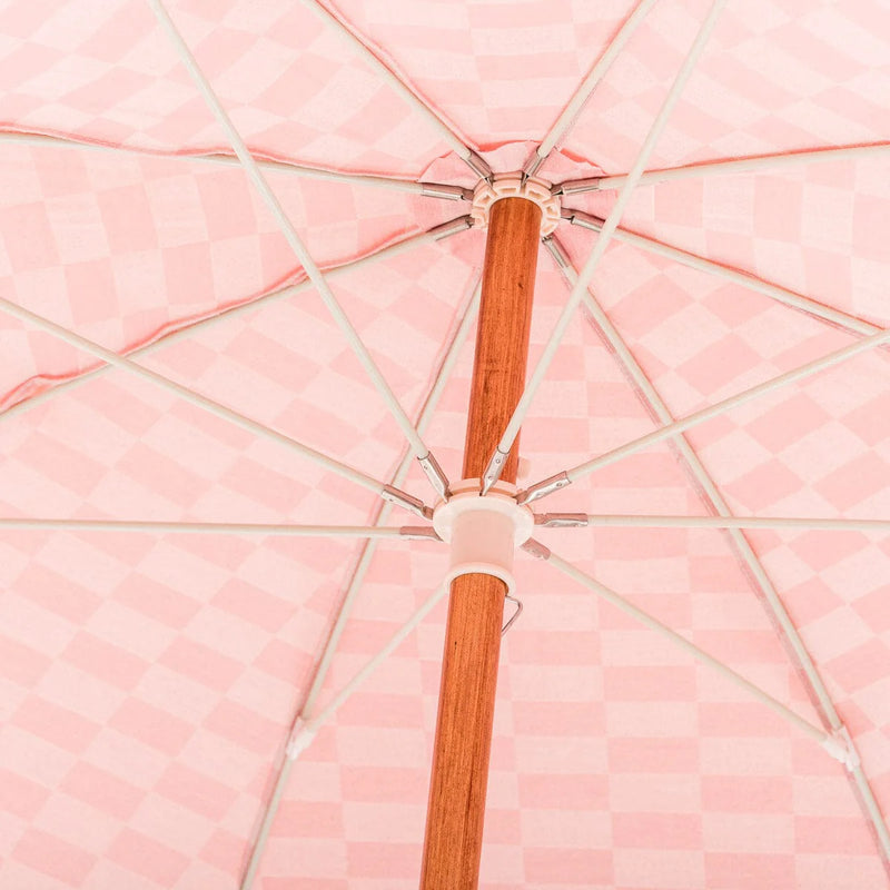 The Rio Umbrella - Dusty Pink Checker