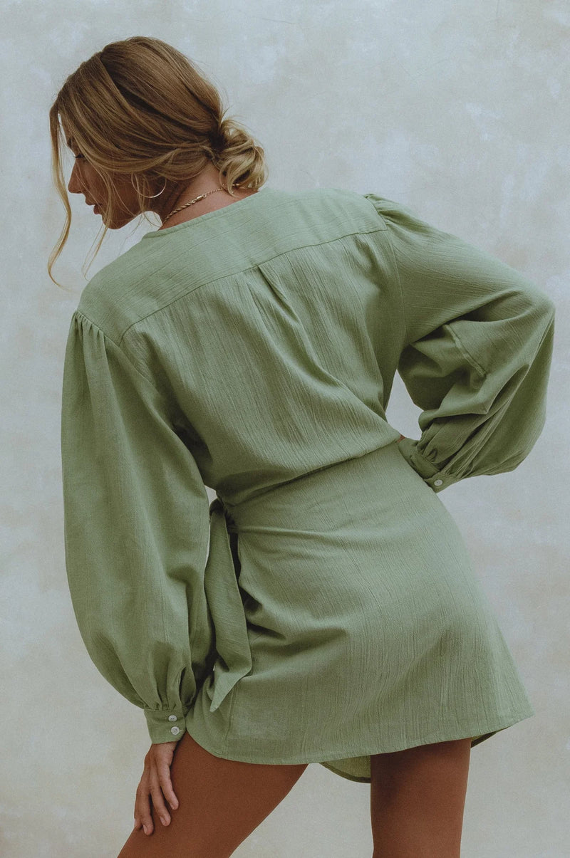 Ti Amo Linen Wrap Dress-ELF-lobo nosara