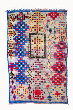 Tita Vintage Blue and Yellow Moroccan Rug | 4'9" x 7'4"-Apartment F-lobo nosara