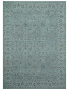 Traditional Turkish Design Blue And Beige 10x14 Hand Knotted Wool Area Rug-The Rug Decor-lobo nosara