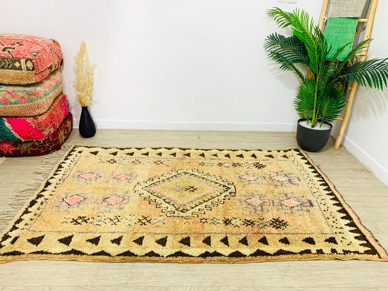 Vintage Boujaad Rug - Pale Mustard-Moroccan Rugs-lobo nosara