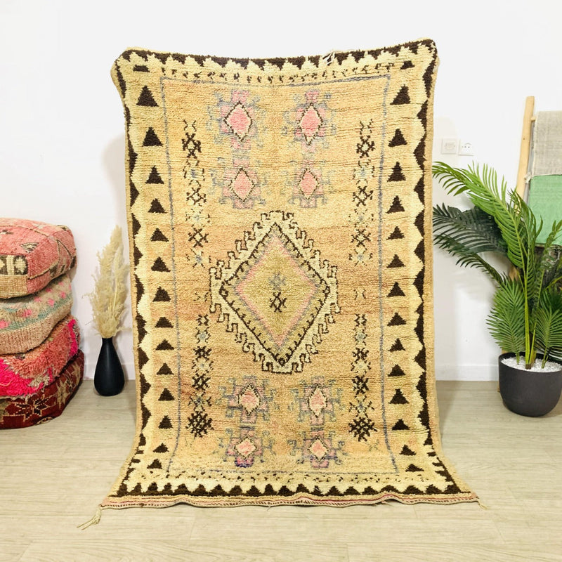 Vintage Boujaad Rug - Pale Mustard-Moroccan Rugs-lobo nosara