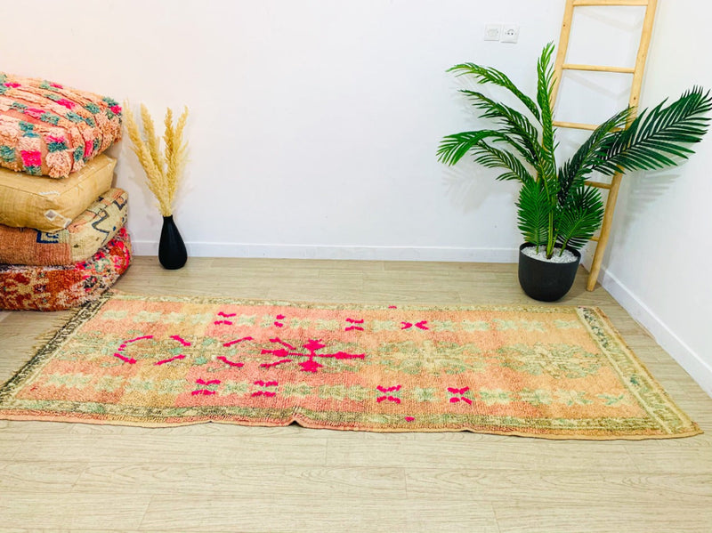 Vintage Boujaad Rug - Pink Runner-Moroccan Rugs-lobo nosara