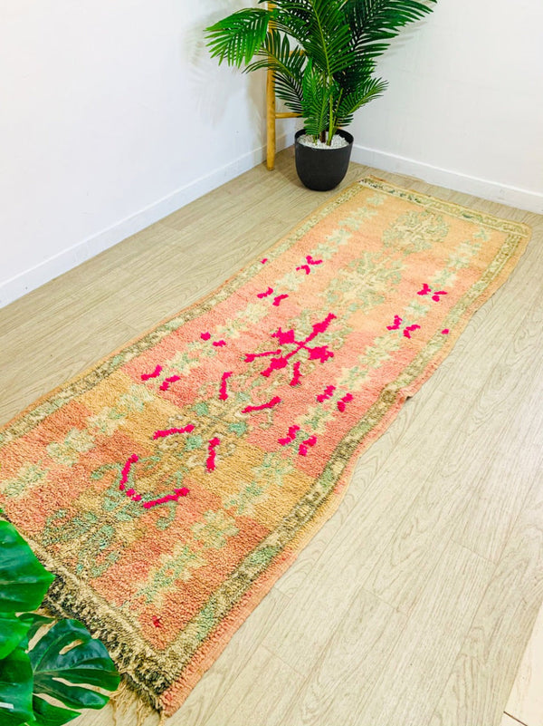 Vintage Boujaad Rug - Pink Runner-Moroccan Rugs-lobo nosara