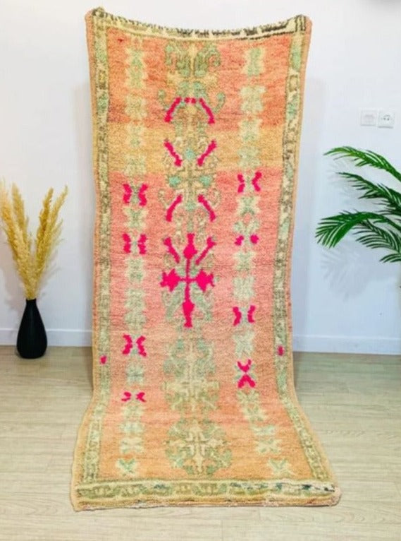 Vintage Boujaad Rug - Pink Runner-Moroccan Rugs-lobo nosara