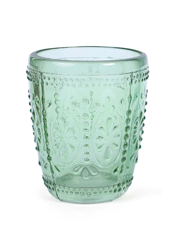 Vintage Crystal Drinking Glass - Green-Casa Amarosa-lobo nosara