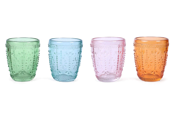 Vintage Crystal Drinking Glass - Pink-Casa Amarosa-lobo nosara
