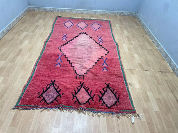 Vintage Moroccan Handknotted Rug - Red Tribal-lobo-lobo nosara