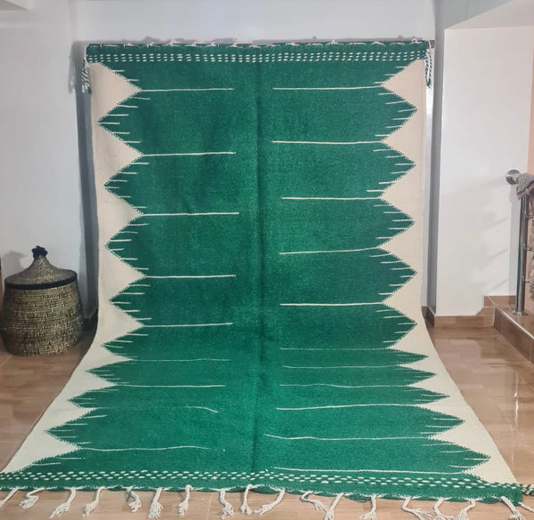 Vintage Moroccan Rug - Green / Cream-Moroccan Rugs-lobo nosara