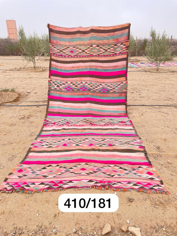 Vintage Moroccan Rug - Pink / Brown Geometry-Moroccan Rugs-lobo nosara