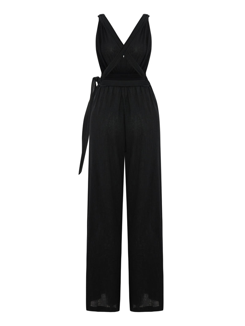 Wrap Your Way Jumpsuit - Black-The Handloom-lobo nosara