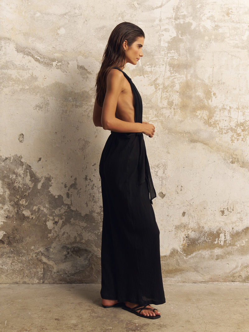 Wrap Your Way Jumpsuit - Black-The Handloom-lobo nosara
