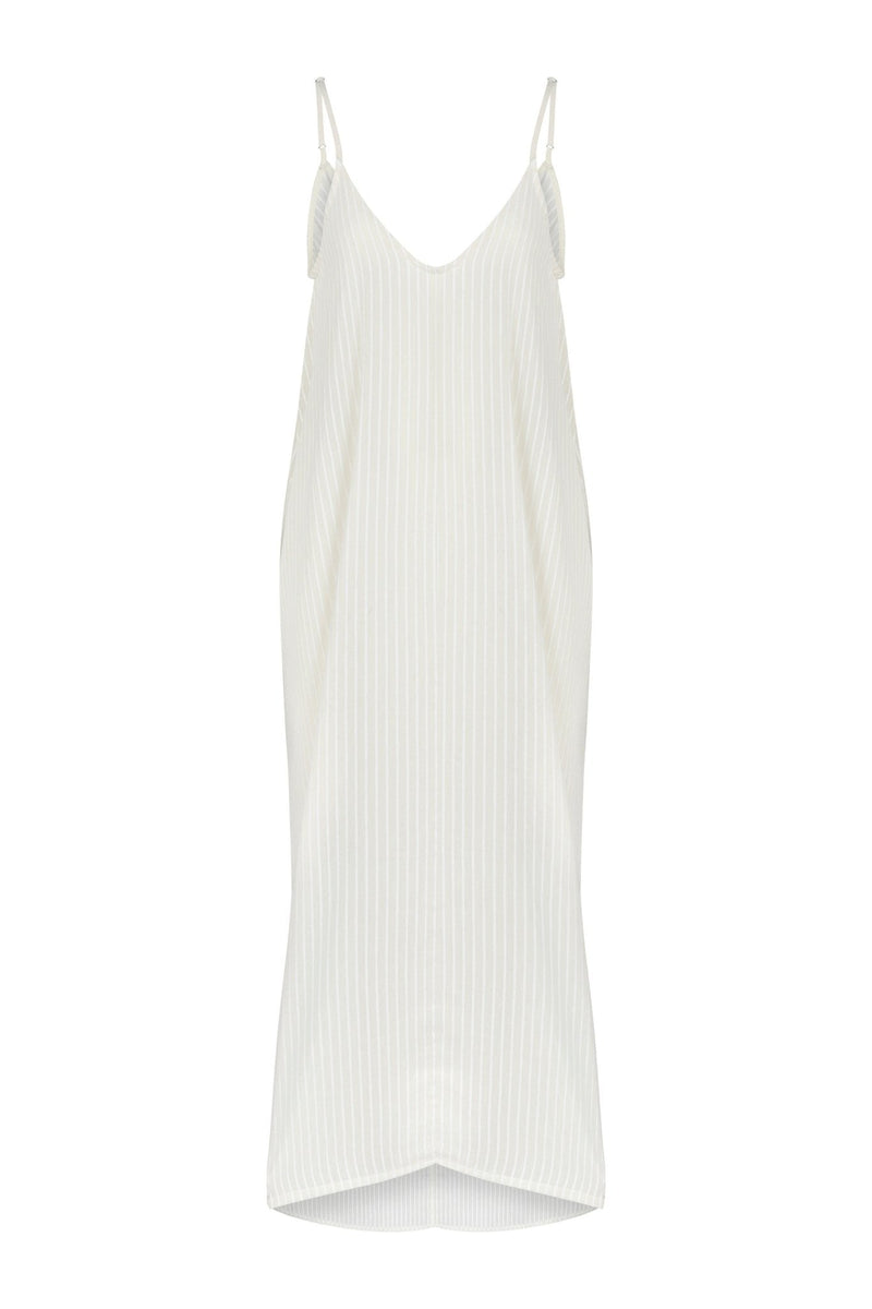 Yaz Dress - White Stripes-The Handloom-lobo nosara