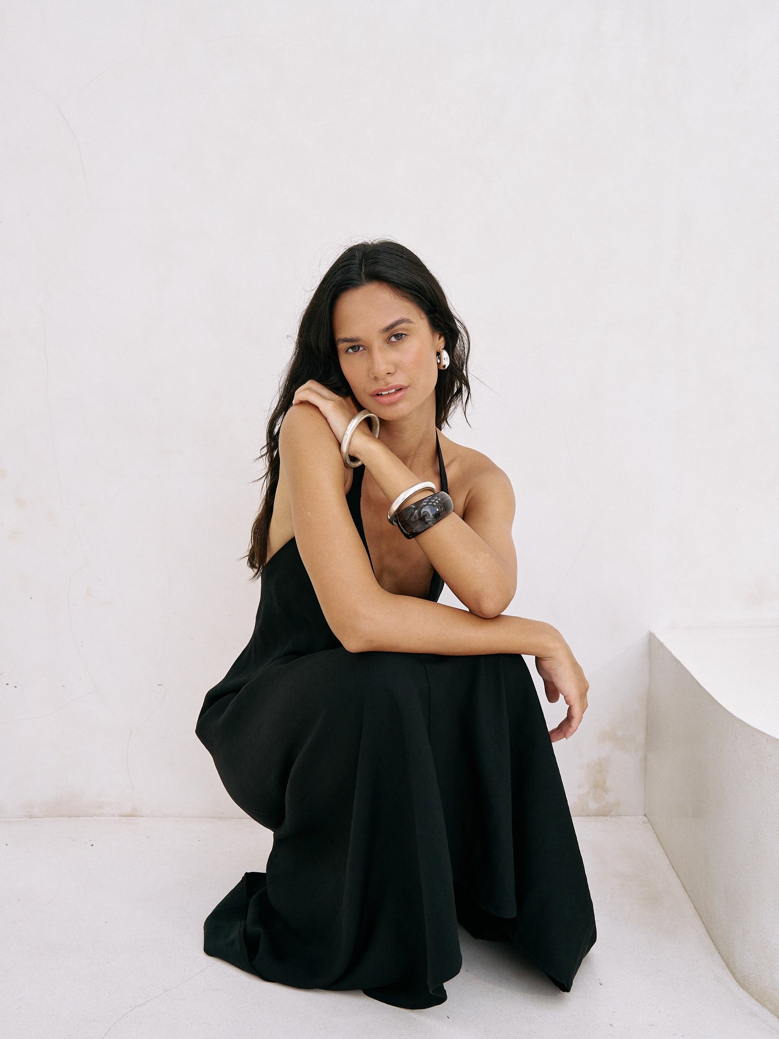 chinese dress ladies Zoe Knit & Denim Maxi Dress – Black Stylish Maxi L
