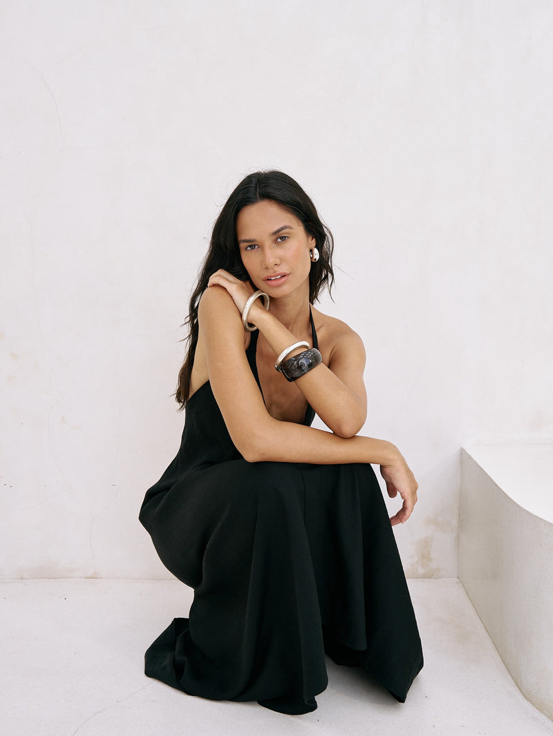 Zoe Maxi Dress - Black-The Handloom-lobo nosara