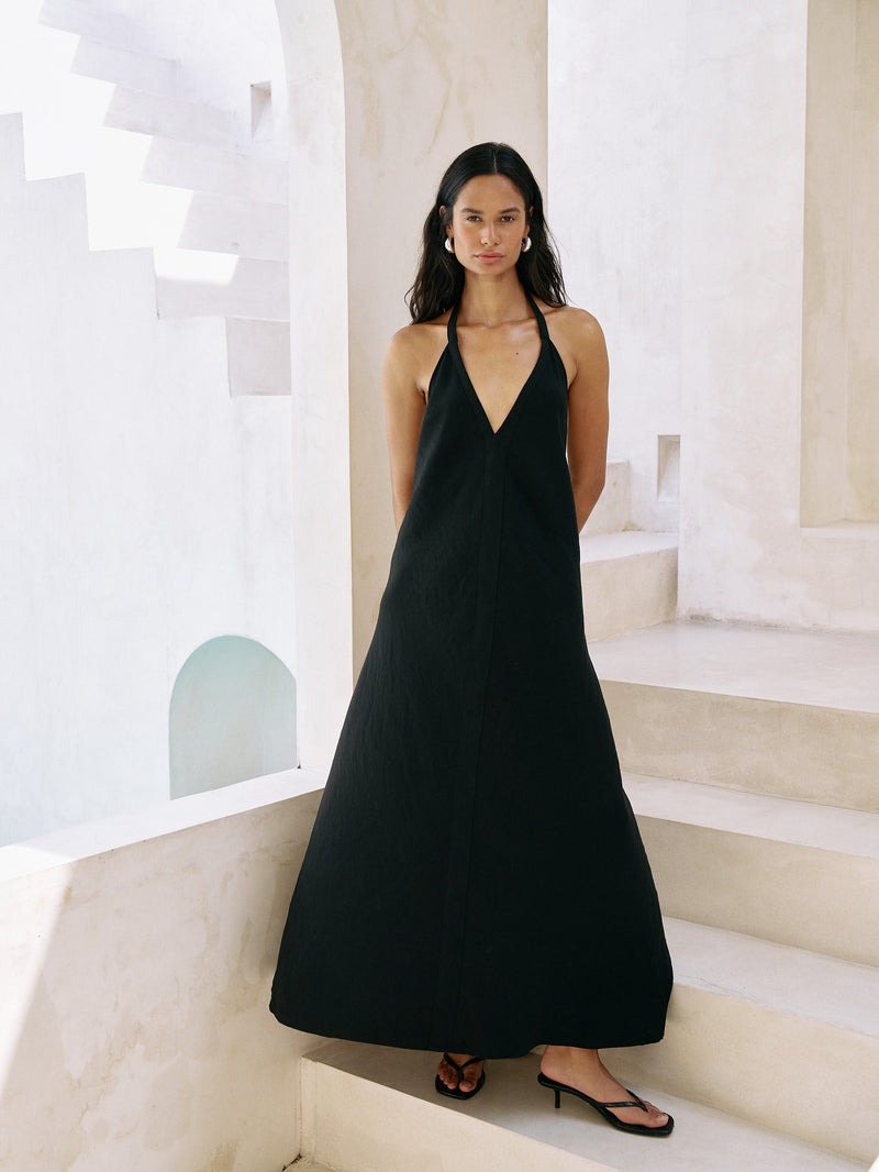 Zoe Maxi Dress - Black-The Handloom-lobo nosara