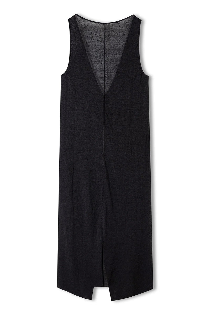 Black Knitted Organic Linen Blend Dress-Zulu & Zephyr-lobo nosara