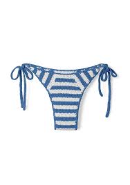Blue Stripe Cotton Crochet Bikini Brief-Zulu & Zephyr-lobo nosara