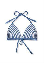 Blue Stripe Cotton Crochet Bikini Top-Zulu & Zephyr-lobo nosara