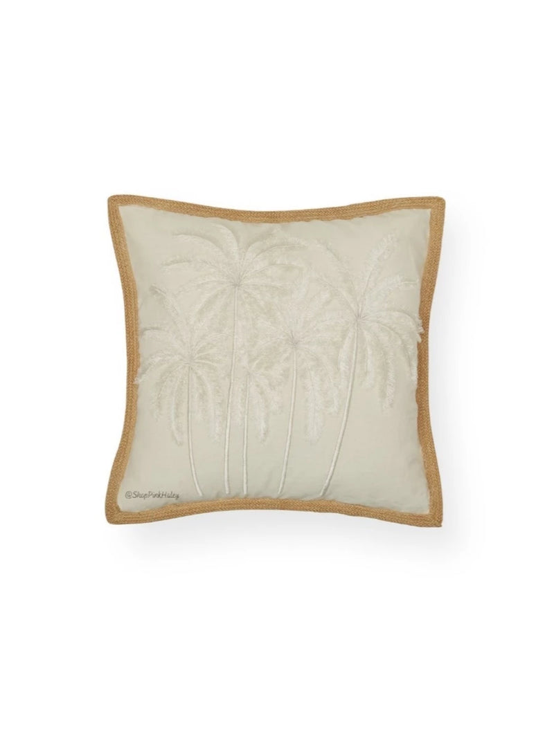 Eliana Palm Trees Hand-loomed Pillow-Pink Haley-lobo nosara
