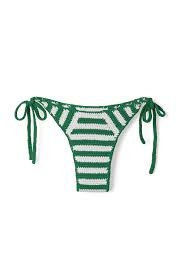 Green Stripe Cotton Crochet Bikini Brief-Zulu & Zephyr-lobo nosara