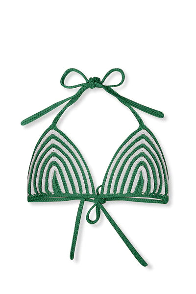 Green Stripe Cotton Crochet Bikini Top-Zulu & Zephyr-lobo nosara