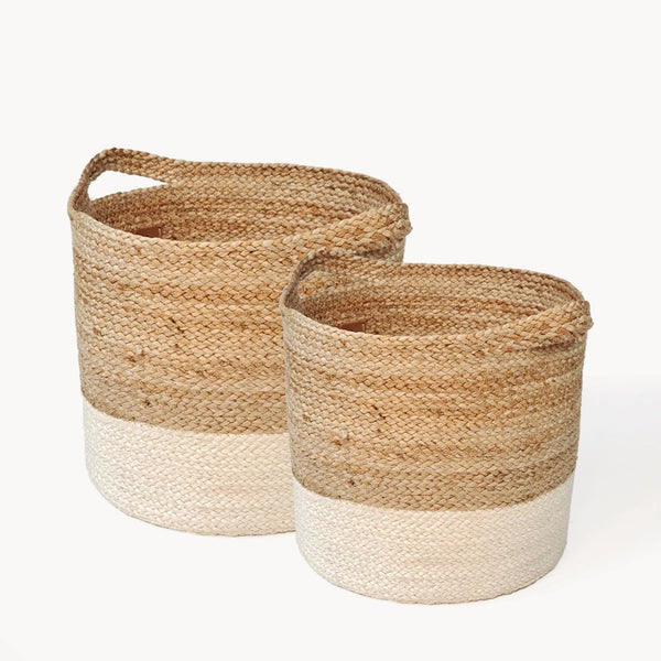 Handwoven Wicker Storage l Kata Colorblock Basket-Set of 2-Korissa-lobo nosara