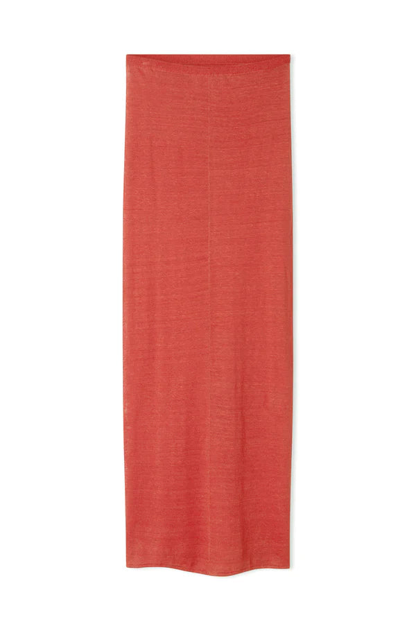 Red Knitted Organic Linen Blend Skirt-Zulu & Zephyr-lobo nosara