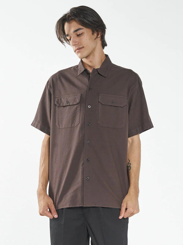 Thrills Union Short Sleeve Work Shirt - Postal Brown-Thrills-lobo nosara