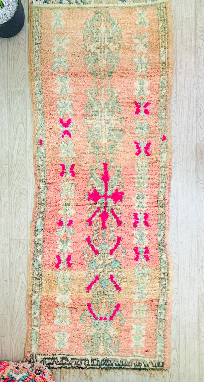 Vintage Boujaad Rug - Pink Runner-Moroccan Rugs-lobo nosara