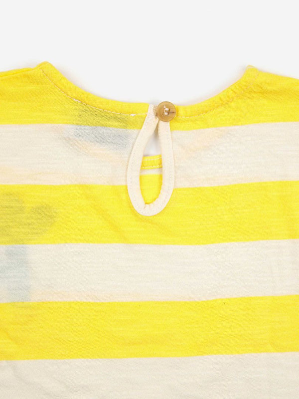 Yellow Stripes Ruffle T-Shirt-Bobo Choses-lobo nosara